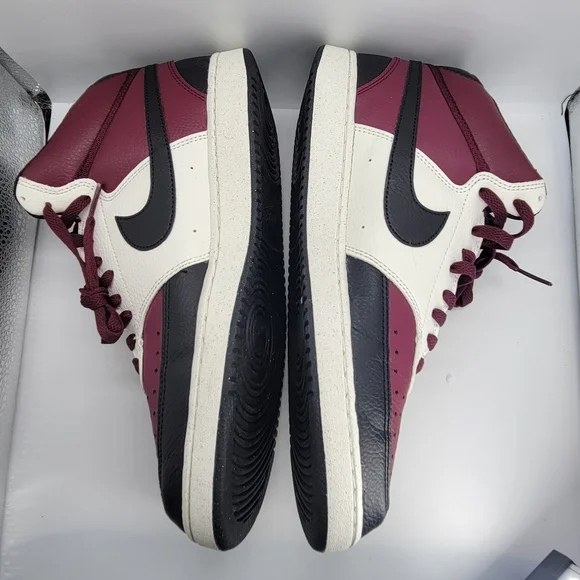 Nike Court Vision Men's Burgundy Black High-Top Sneakers US 10.5 DN 3577-600 - Picture 10 of 13